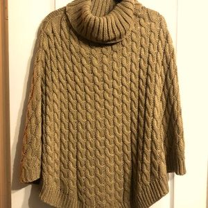Cato Golden Cable Knit Sweater Poncho OS